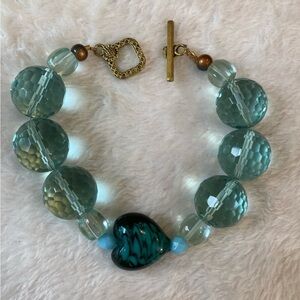 Heart and Faceted‎ Glass Bracelet Toggle Clasps